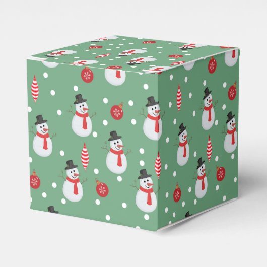 雪だるまとクリスマスのオーナメント フェイバーボックス (正面サイド)