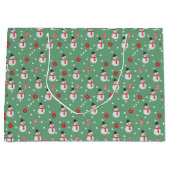 雪だるまとクリスマスのオーナメント ラージペーパーバッグ (正面)