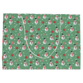 雪だるまとクリスマスのオーナメント ラージペーパーバッグ (裏面)