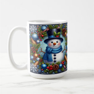 雪だるまとクリスマスオーナメント コーヒーマグカップ
