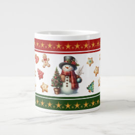 雪だるまとクリスマスクッキーのジャンボマグ ジャンボコーヒーマグカップ