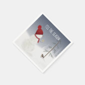 雪だるまとクリスマススター スタンダードカクテルナプキン (角)