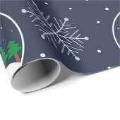 雪だるまとクリスマスツリーとスノーグローブ ラッピングペーパー (ロールコーナー)