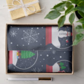 雪だるまとクリスマスツリーのスノーグローブ 薄葉紙 (ギフト)