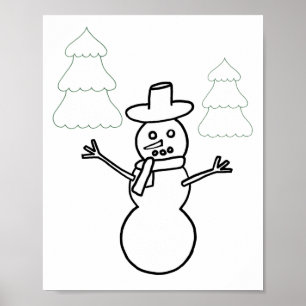 雪だるまとクリスマスツリーの概要ポスター ポスター