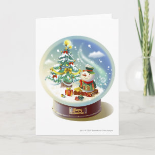 雪だるまとクリスマスツリー シーズンカード