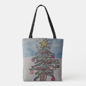 雪だるまとクリスマスツリー トートバッグ (裏面)