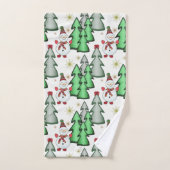 雪だるまとクリスマスツリー。 バスタオルセット (ハンドタオル)