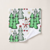 雪だるまとクリスマスツリー。 バスタオルセット (ウォッシュタオル)