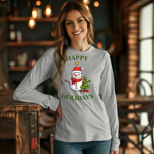 雪だるまとクリスマスホリデーTシャツ Tシャツ