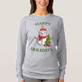 雪だるまとクリスマスホリデーTシャツ Tシャツ (正面)