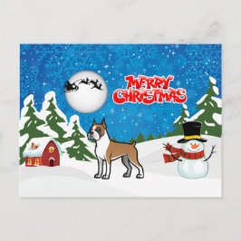 雪だるまとサンタのメリークリスマスボクサー シーズンポストカード