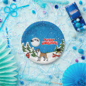 雪だるまとサンタのメリークリスマスボクサー ペーパープレート (パーティー)