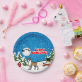 雪だるまとサンタのメリークリスマスボクサー ペーパープレート (パーティー)