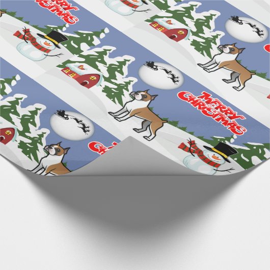 雪だるまとサンタのメリークリスマスボクサー ラッピングペーパー (角)