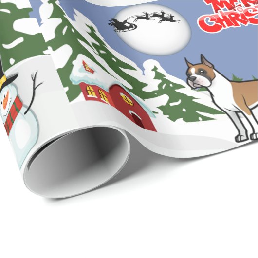 雪だるまとサンタのメリークリスマスボクサー ラッピングペーパー (ロールコーナー)