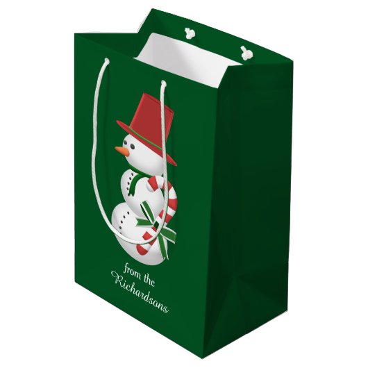 雪だるまとサンタクリスマス ミディアムペーパーバッグ (裏面アングル)