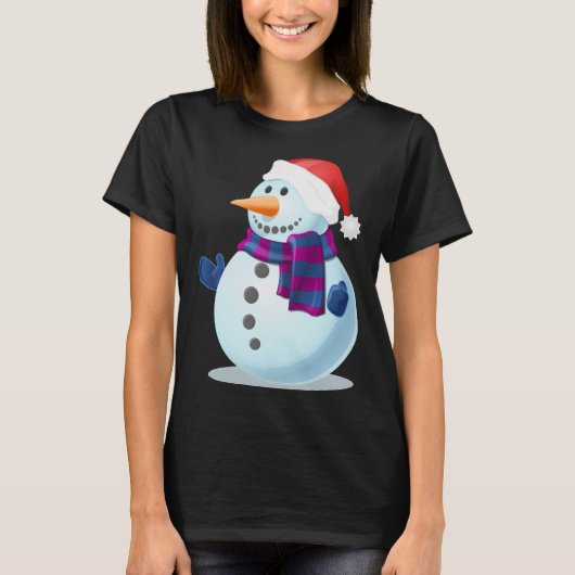 雪だるまとサンタハット Tシャツ (正面)