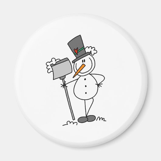 雪だるまとシャベル マグネット (正面)