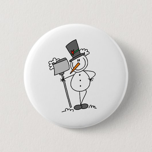 雪だるまとシャベル 缶バッジ (正面)