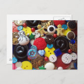 雪だるまとジンジャーブレッドマンのボタン ポストカード (正面/裏面)