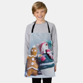 雪だるまとジンジャーブレッド エプロン (着用した状態)