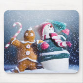 雪だるまとジンジャーブレッド マウスパッド (正面)