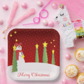 雪だるまとスターパターン（の模様が）ある ペーパープレート (パーティー)