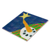 雪だるまとスター抽象芸術アート タイル (側面)