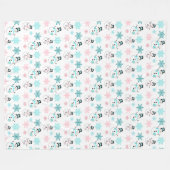 雪だるまとスノーフレークスクリスマスホリデー フリースブランケット (正面(横))