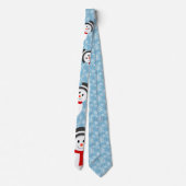 雪だるまとスノーフレーク模様 ネクタイ (裏面)