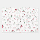 雪だるまとスノーボールのラッピング紙 ラッピングペーパーシート (正面)