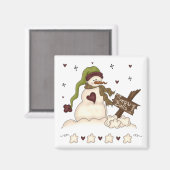 雪だるまとスノーボール マグネット (正面/裏面)