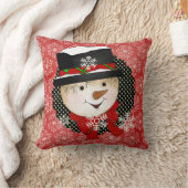 雪だるまとスノーレディースノーフレークスホリデーピロー クッション (ブランケット)