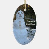 雪だるまとスノーレディーリバーシブル セラミックオーナメント (右)