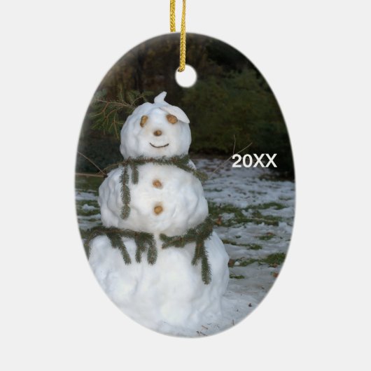 雪だるまとスノーレディーリバーシブル セラミックオーナメント (裏面)