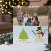 雪だるまとツリーホリデーフォトカード シーズンカード