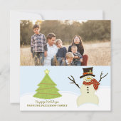 雪だるまとツリーホリデーフォトカード シーズンカード (正面)