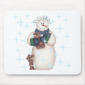 雪だるまとテディベアTシャツとギフト マウスパッド (正面)