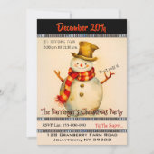 雪だるまとトップハットクリスマスパーティの招待状 招待状 (正面)