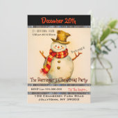 雪だるまとトップハットクリスマスパーティの招待状 招待状 (スタンド正面)