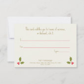 雪だるまとトナカイのクリスマスプレゼント証明書 (裏面)