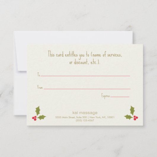 雪だるまとトナカイのクリスマスプレゼント証明書 (裏面)