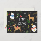 雪だるまとトナカイのクリスマスプレゼント証明書 (正面/裏面)