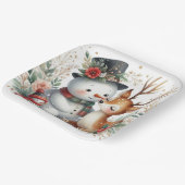 雪だるまとトナカイの友だち ペーパープレート (傾斜あり)