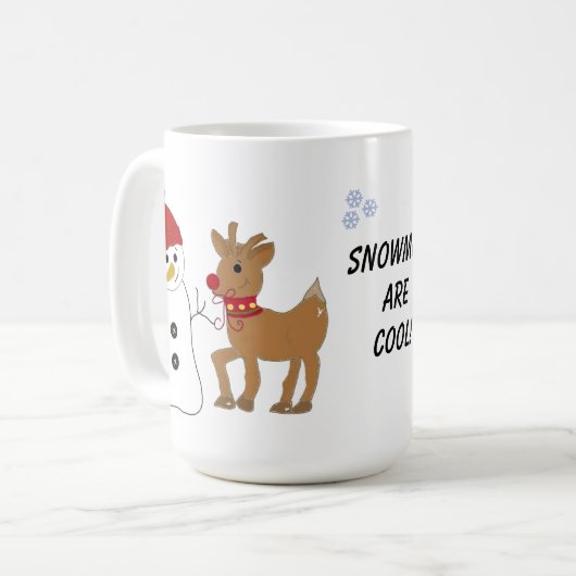 雪だるまとトナカイ コーヒーマグカップ (正面左)