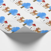 雪だるまとトナカイ ラッピングペーパー (角)