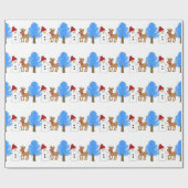 雪だるまとトナカイ ラッピングペーパー (フラット)