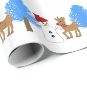 雪だるまとトナカイ ラッピングペーパー (ロールコーナー)