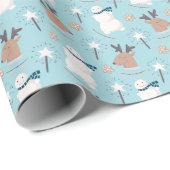 雪だるまとトナカイ ラッピングペーパー (ロールコーナー)